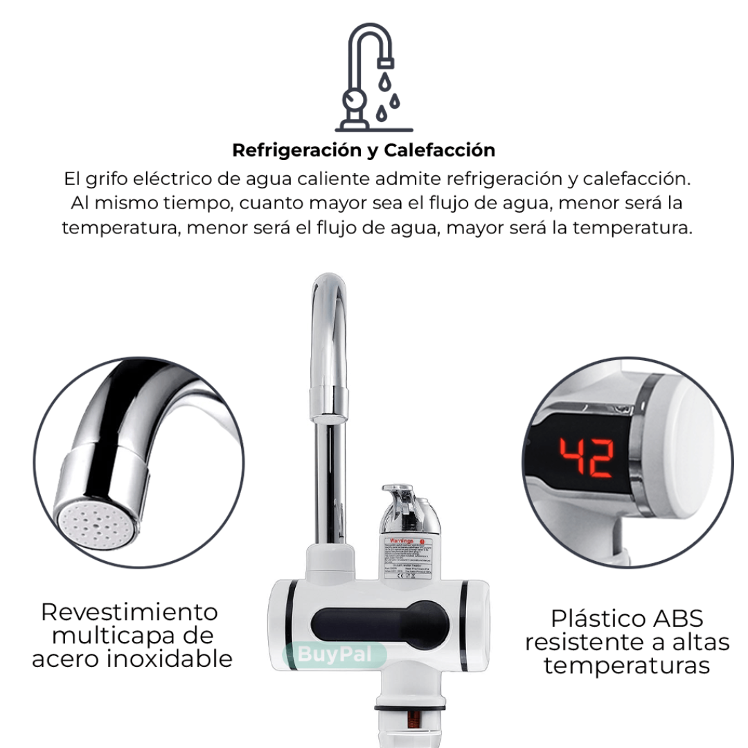 CAÑO CALENTADOR DE AGUA INSTÁNTANEO PARA BAÑO Y COCINA - CONEXIÓN A LA PARED