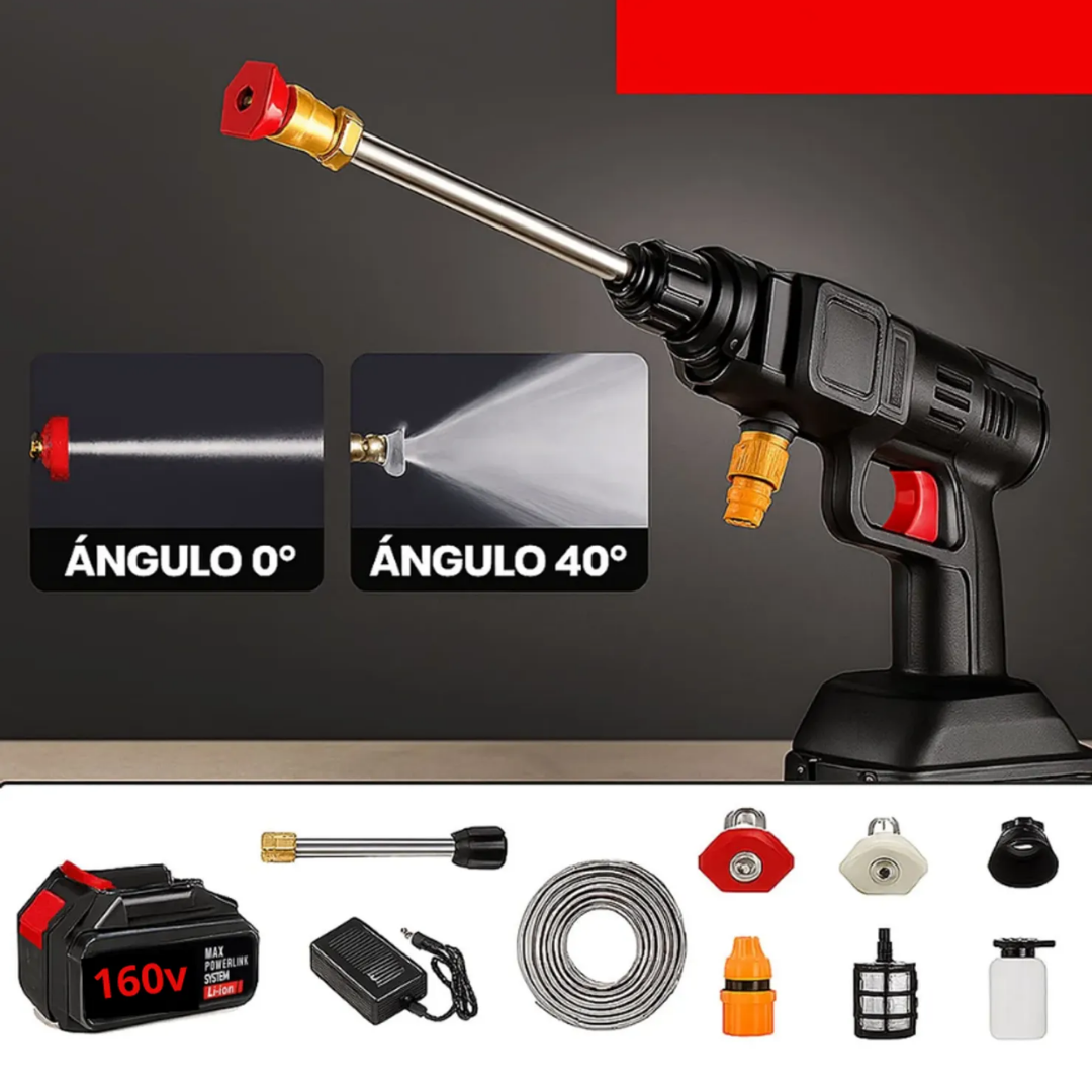 HIDROLAVADORA 160V PORTÁTIL ALTA PRESIÓN BATERIA GRANDE