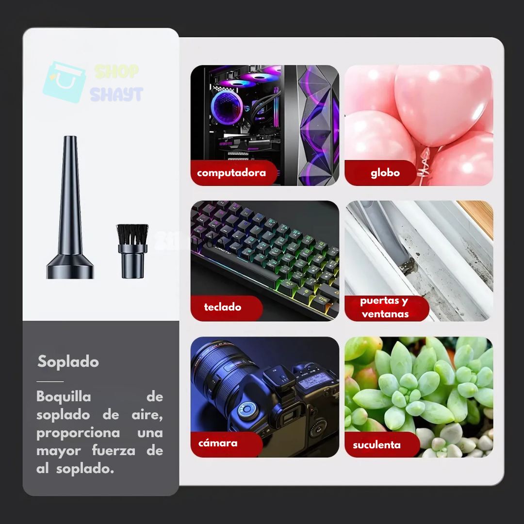 ASPIRADORA 3 EN 1 RECARGABLE CON BATERÍA - ASPIRA, SOPLA Y CEPILLA