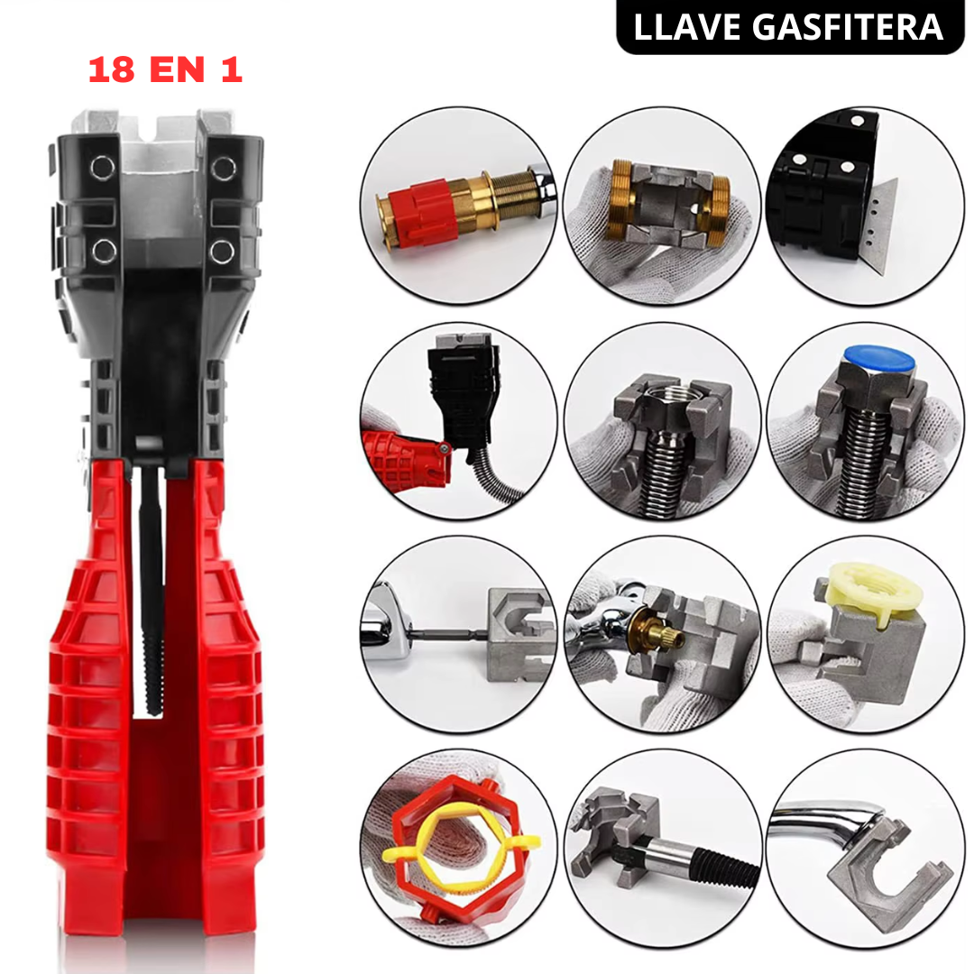 LLAVE DE GASFITERIA MULTIFUNCIONAL 18 EN 1