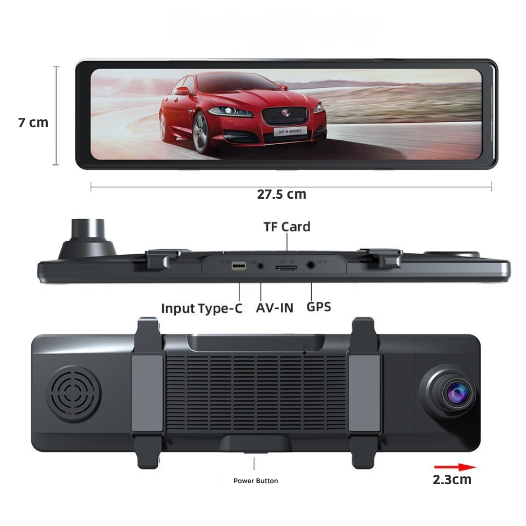 RETROVISOR CON CÁMARA DUAL DELANTERA Y TRASERA VISIÓN PANORÁMICA