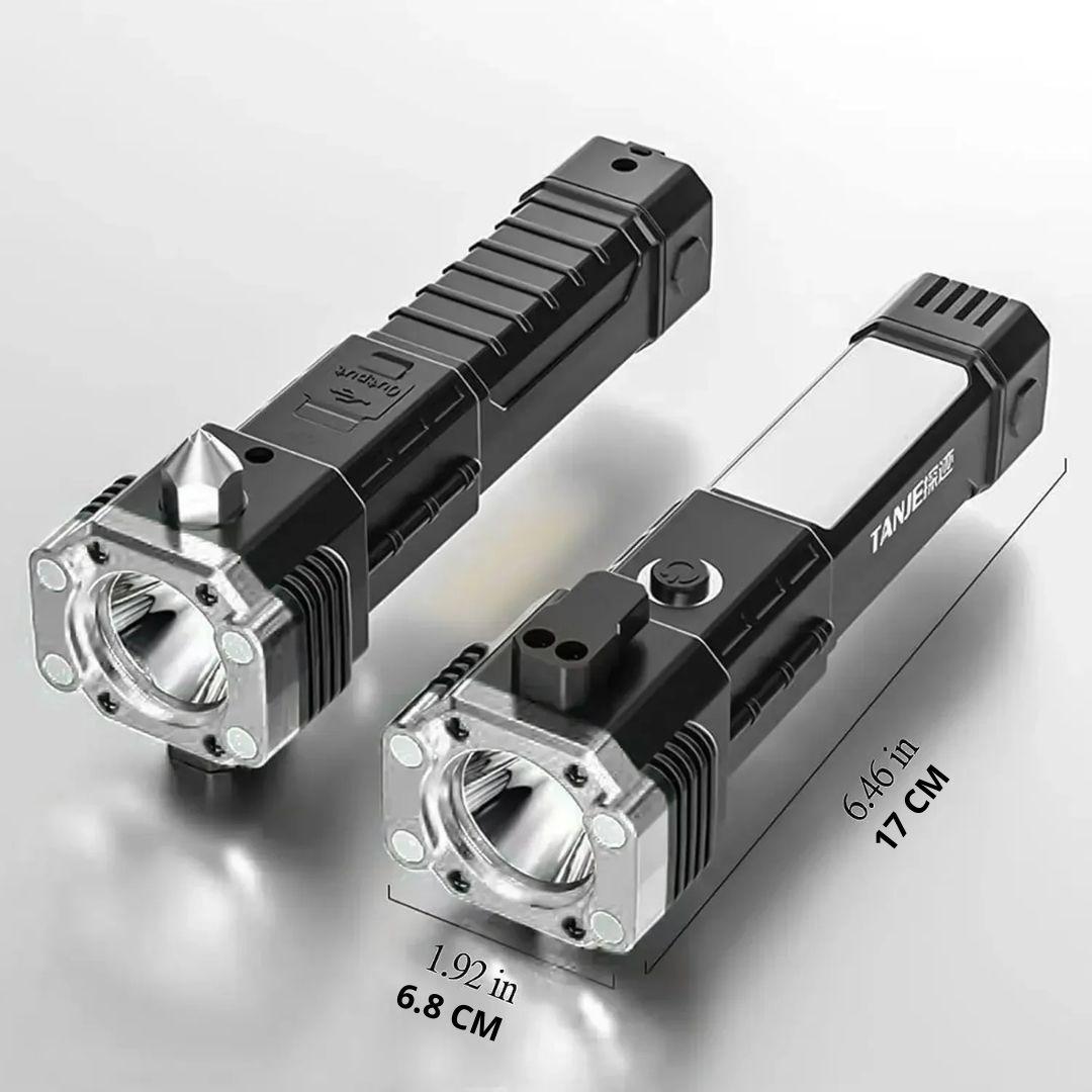 LINTERNA MARTILLO 4 EN 1 MULTIFUNCIONAL DE EMERGENCIA: LUZ, SEGURIDAD Y POWER BANK EN UN SOLO DISPOSITIVO