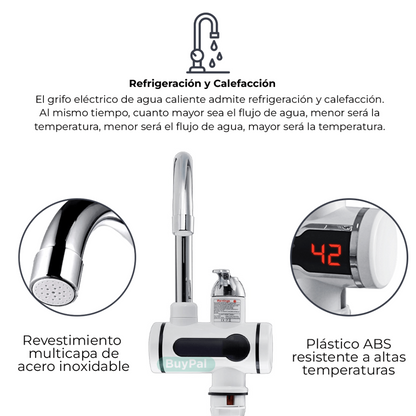 CAÑO CALENTADOR DE AGUA INSTÁNTANEO PARA BAÑO Y COCINA - CONEXIÓN A LA PARED
