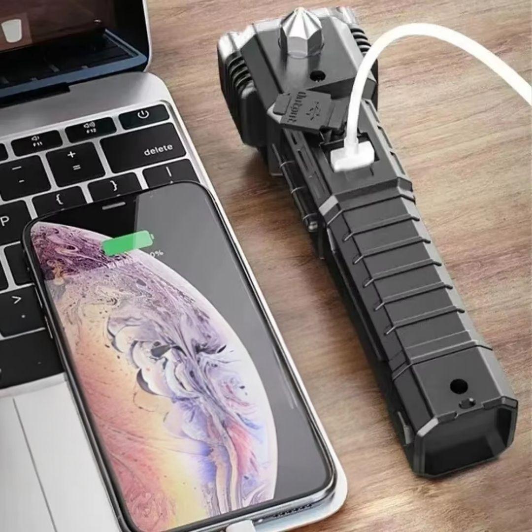 LINTERNA MARTILLO 4 EN 1 MULTIFUNCIONAL DE EMERGENCIA: LUZ, SEGURIDAD Y POWER BANK EN UN SOLO DISPOSITIVO