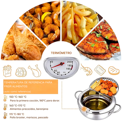 OLLA FREIDORA JAPONESA GRANDE 3.4 LITROS: FRITURAS CRUJIENTES CON MENOS ACEITE