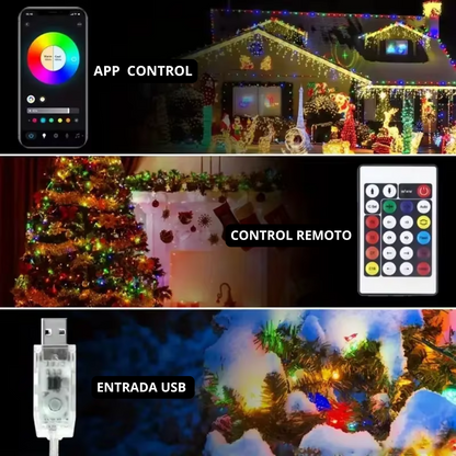 LUCES BLUETOOTH NAVIDEÑAS -  APAGADO AUTOMÁTICO - RESISTENTE AL AGUA