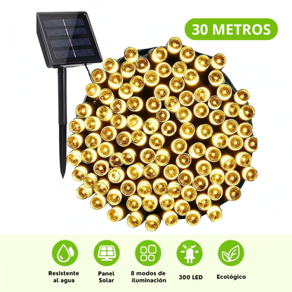 LUCES NAVIDEÑAS CON PANEL SOLAR 30 METROS – ILUMINA TUS FIESTAS SIN GASTAR EN ELECTRICIDAD