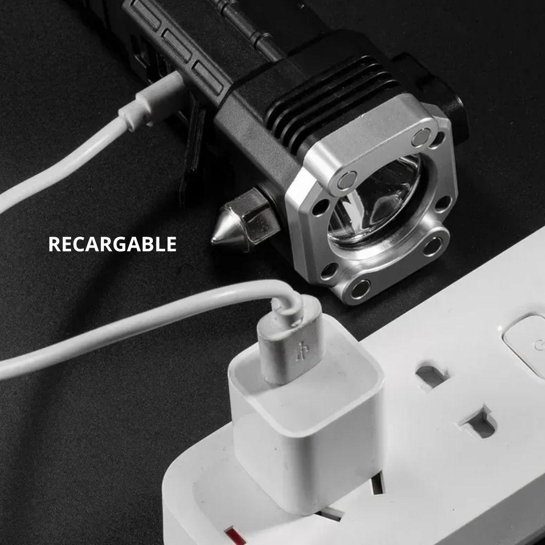 LINTERNA MARTILLO 4 EN 1 MULTIFUNCIONAL DE EMERGENCIA: LUZ, SEGURIDAD Y POWER BANK EN UN SOLO DISPOSITIVO