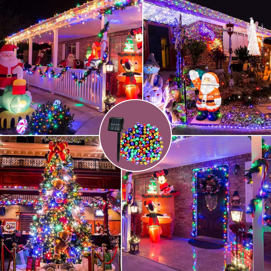 LUCES NAVIDEÑAS CON PANEL SOLAR 30 METROS – ILUMINA TUS FIESTAS SIN GASTAR EN ELECTRICIDAD