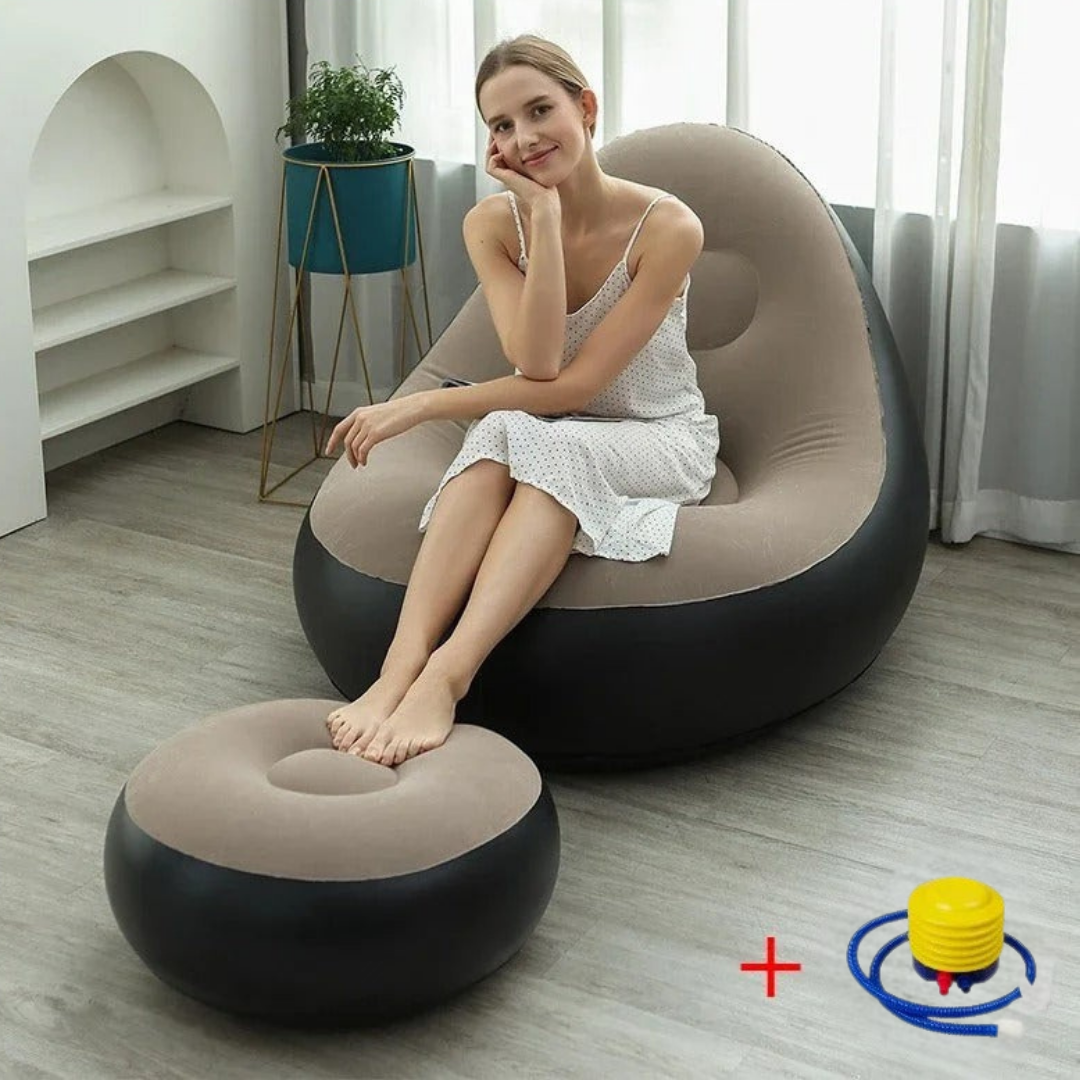 SOFÁ INFLABLE PORTÁTIL CON REPOSAPIÉS – TU MOMENTO DE RELAX, AL INSTANTE