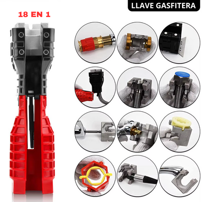 LLAVE DE GASFITERIA MULTIFUNCIONAL 18 EN 1