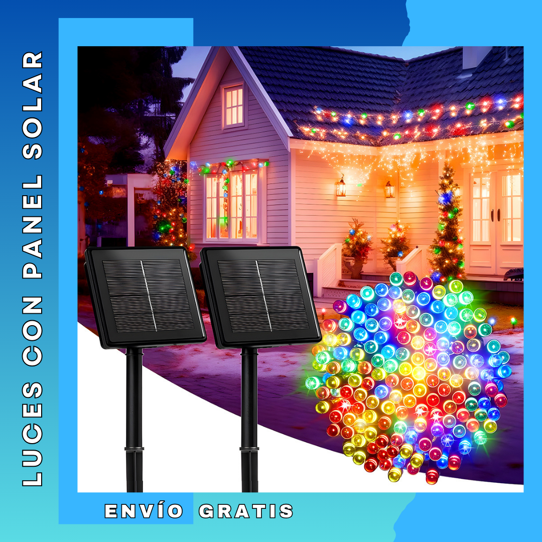 LUCES NAVIDEÑAS CON PANEL SOLAR