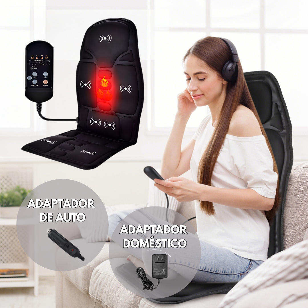 ASIENTO MASAJEADOR DE ESPALDA PARA AUTO CAMIONETA OFICINA HOGAR – MASAJE PROFESIONAL EN SEGUNDOS
